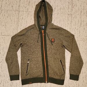 Lrg Lifted Research Group Green Full Zip Knit Hoodie Sweater Vintage Y2K Rare